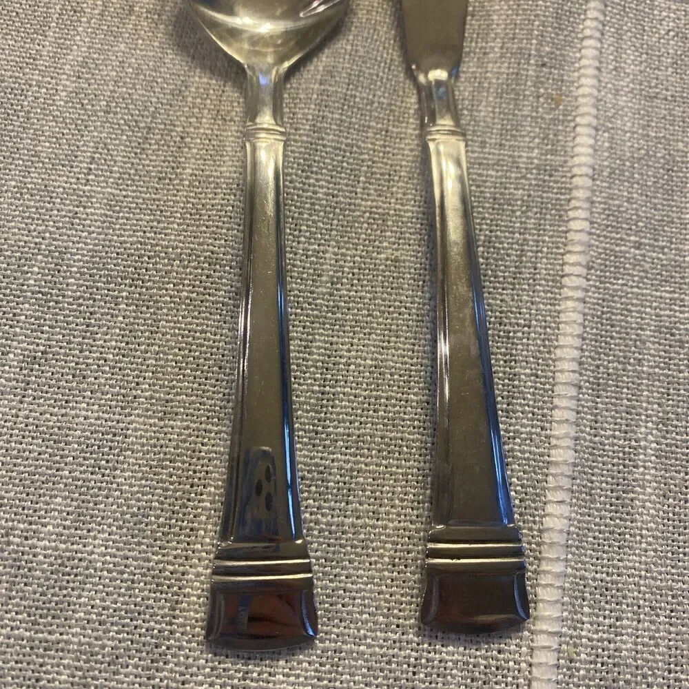 Wallace Zenith Frost sugar spoon and butter knife stainless steel flatware